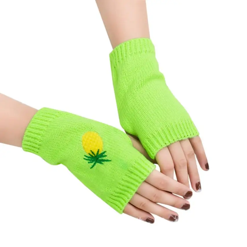 Eldiven Для женщин трикотажный вязаный руки теплые, без пальцев Зимние перчатки мягкие теплые варежки Фитнес Luvas de inverno перчатки без пальцев - Цвет: Green