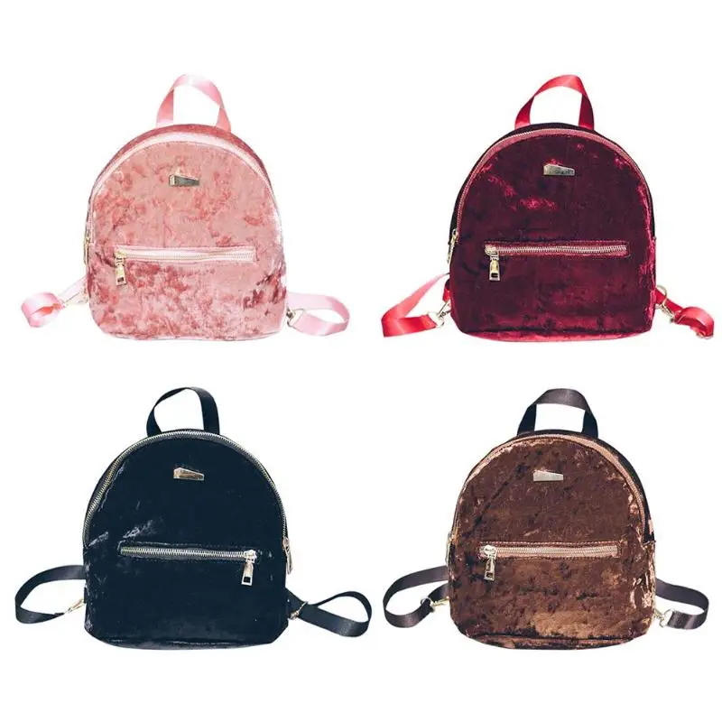 

Korean Velvet Small Backpacks Women Winter Soft Backpack Girls Travel Shoulder Bag Black Mini Backpack Female Mochila Daypack