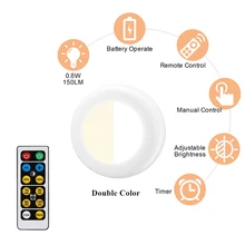 Диммируемый светодиодный светильник для шкафа с дистанционным управлением, двойной белый светильник, Ночной светильник, домашние шкафы, шкаф, прикроватная кухонная Туалетная лампа