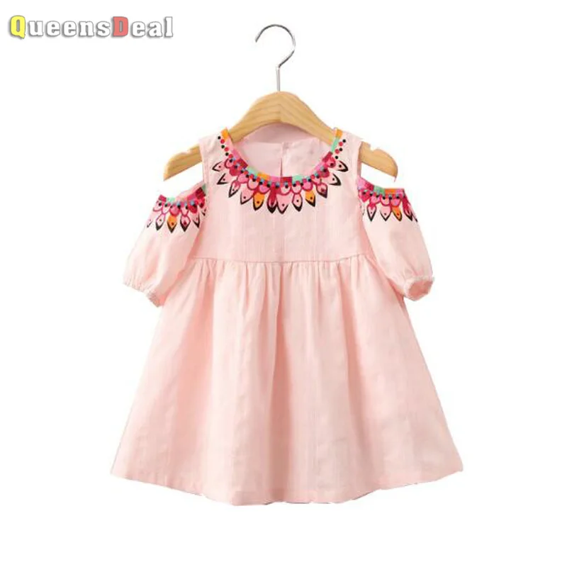 

MERI AMMI Children Girl Clothing Short Sleeve Floral Dress Beach Cotton Dress For 2-9 Year Girl