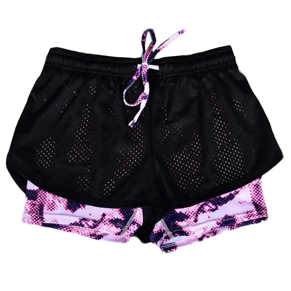

Fashion Women Sports Gym Workout Waistband Skinny Yoga Shorts Lined fitness hot Mesh yoga shorts Women 2019 new hot A3053