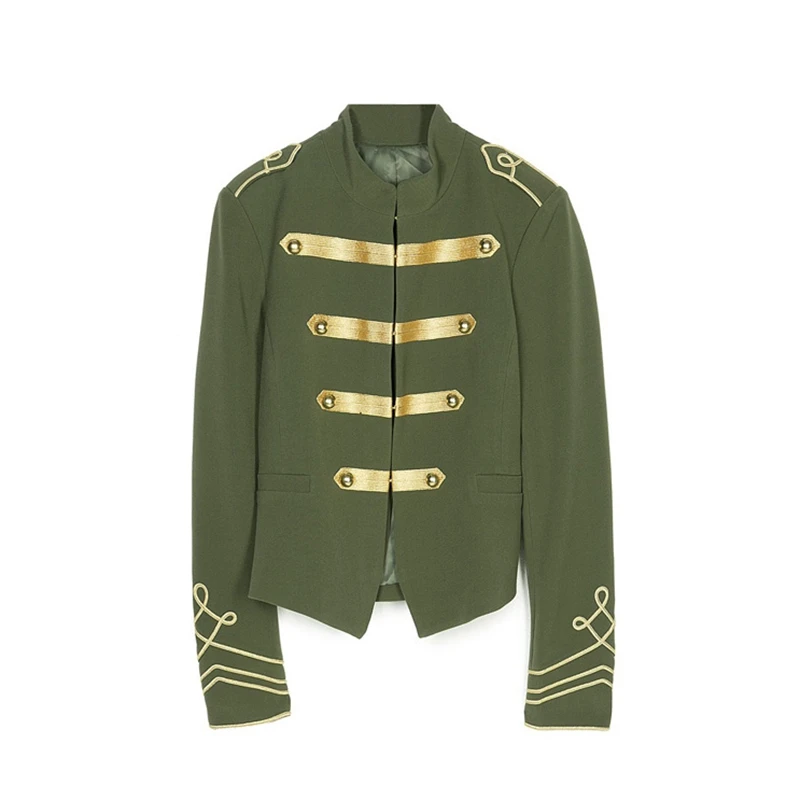 

2019 Spring Women Gothic Frock Jacket Female Embroidery Double Breasted Coat Metal Button Vintage Coat Runway Outwear