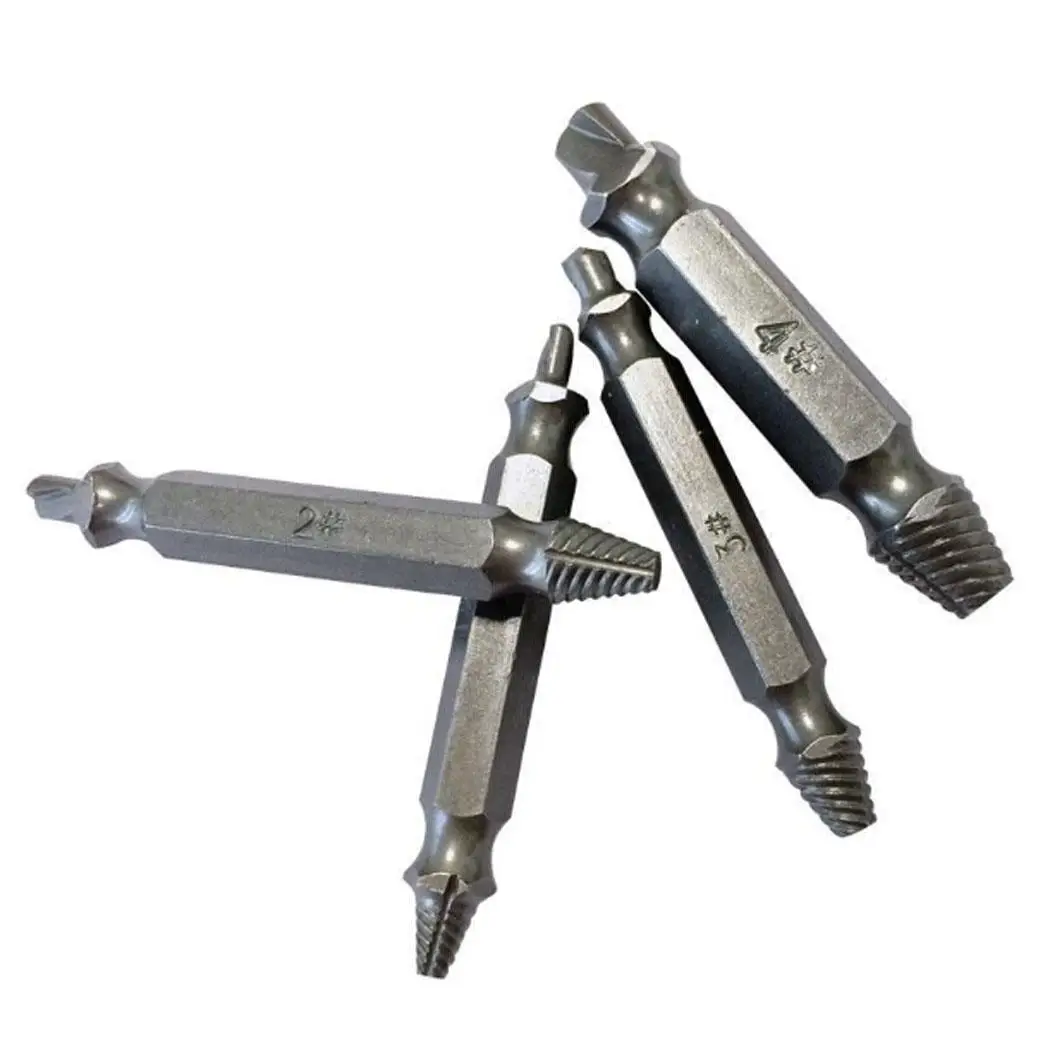 

Alloy Set 4pcs Bolt Broken Speed High Drill Out Extractor Guide Speed Screw Damaged Remover Steel Steel Bits Screw Extractor