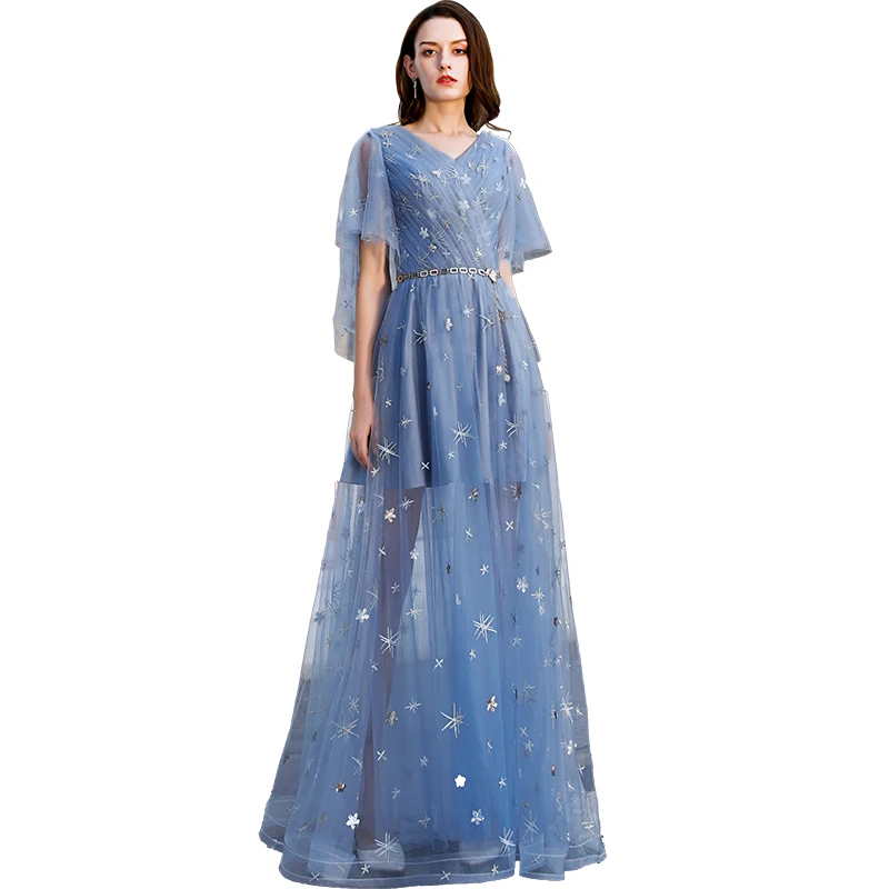 Modabelle, синее вечернее платье, длинное, Vestidos Longos Fiesta, половина рукава, женское длинное платье, вечернее, элегантное, Vestidos De Noche