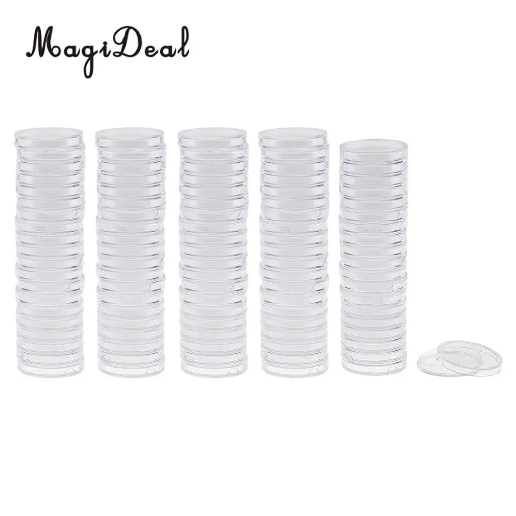 200pcs Clear Plastic Coin Capsule Holders Display Case Box Collection 22/28mm