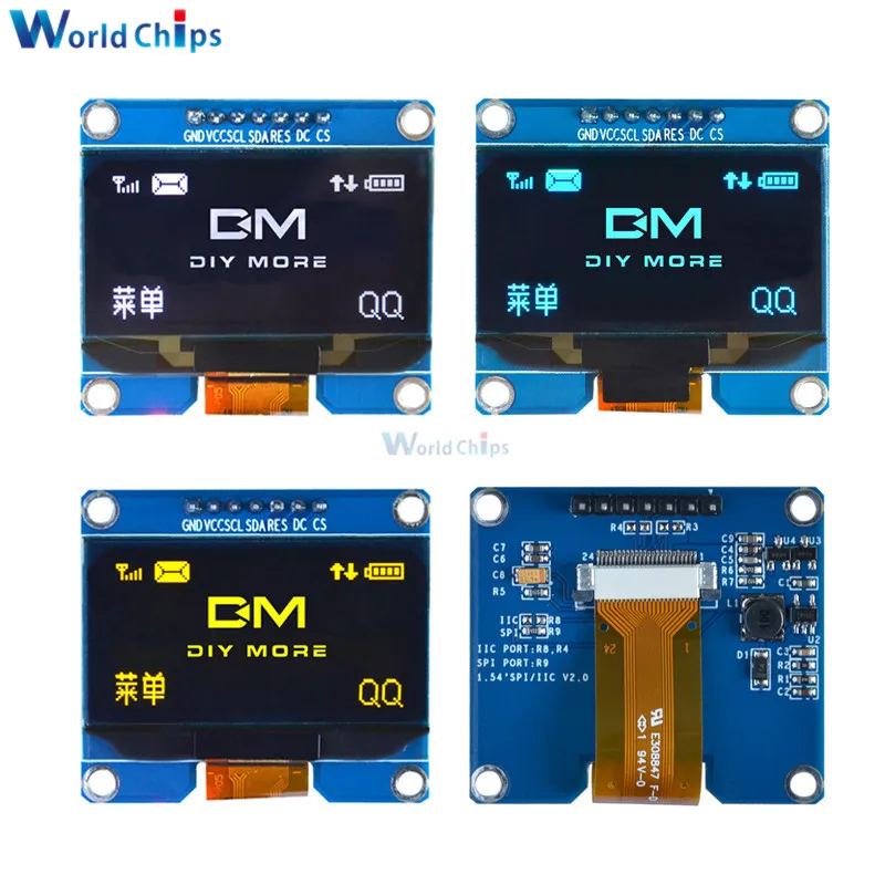 1,54 дюймовый 7PIN белый/синий/желтый OLED дисплей модуль 128x64 IIC igc SPI интерфейс OLED экран доска SPD0301 Привод IC 3,3-5 В