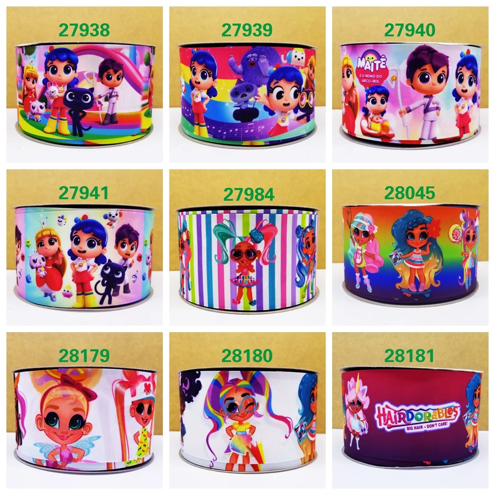 

Free shipping 2019 new arrival 50yards cartoon printed grosgrain ribbons 28045