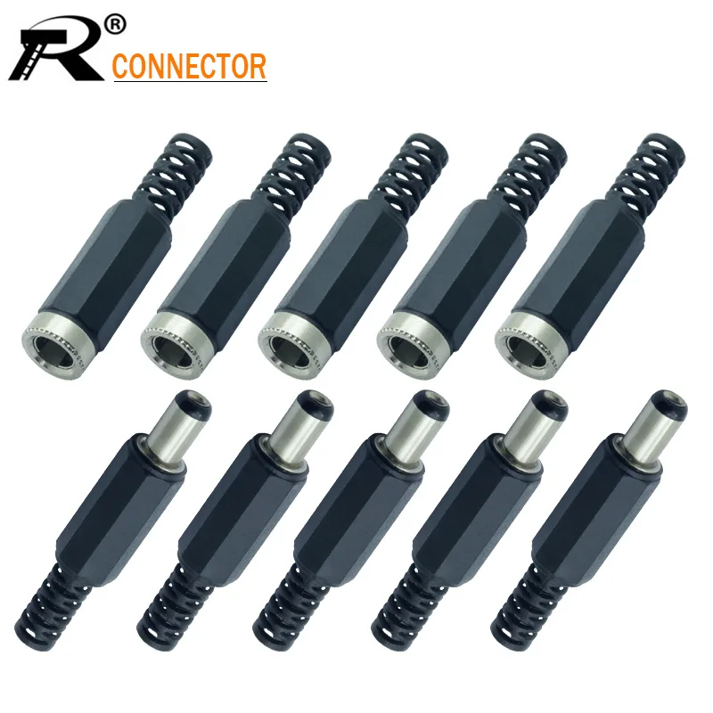 

10pcs 5.5x2.1mm Female DC Power Metal Socket Jack Connector Adapter Weld Line+DC Male Plug 2.1*5.5mm Power Jack