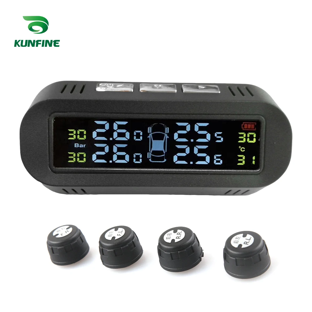 HUB Smart Car TPMS Tyre Pressure Monitoring System Solar Energy TPMS Digital LCD Display Auto Security Alarm Systems With 4 Sensors C (2)
