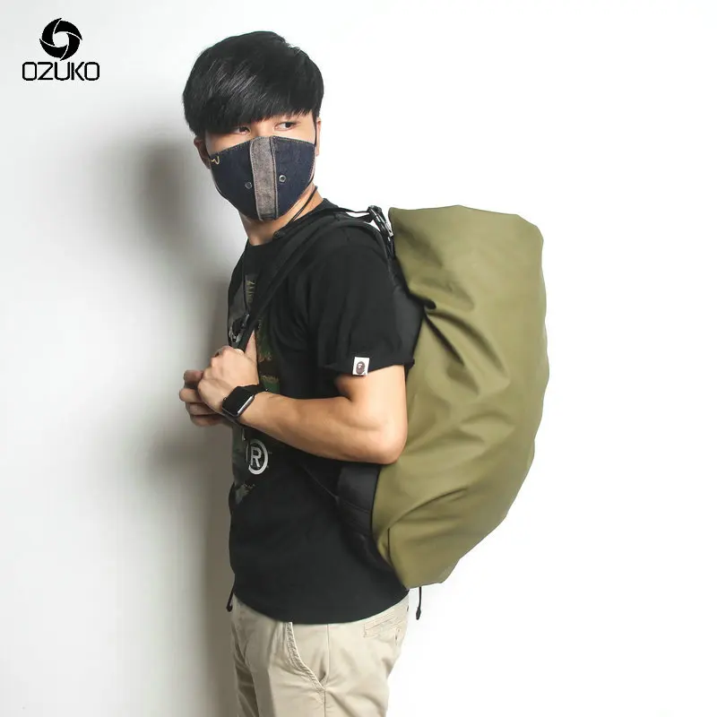  OZUKO Black Laptop Backpack Large Capacity Waterproof Casual Men Daypack Fashion Unisex Women backp