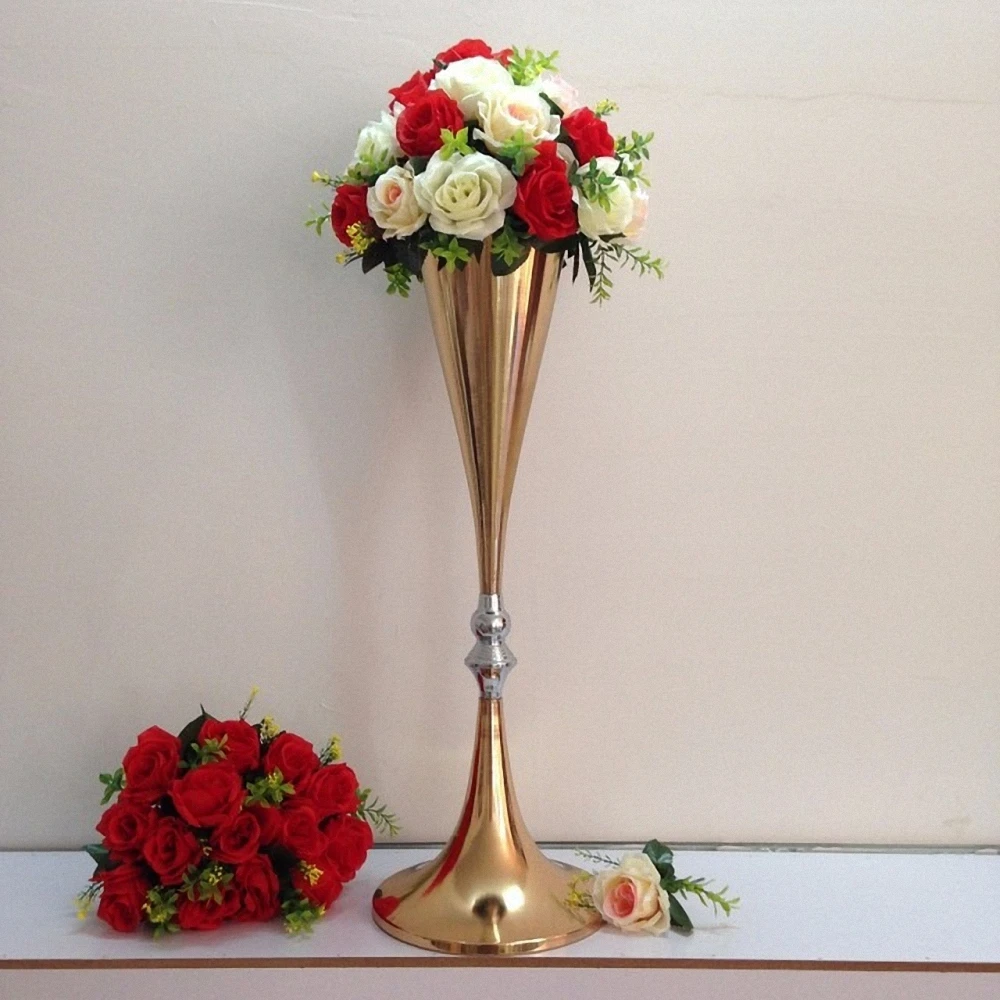 10PCS/LOT 27.6 Inches Tall Wedding Flower Vase Metal Vases for Flowers