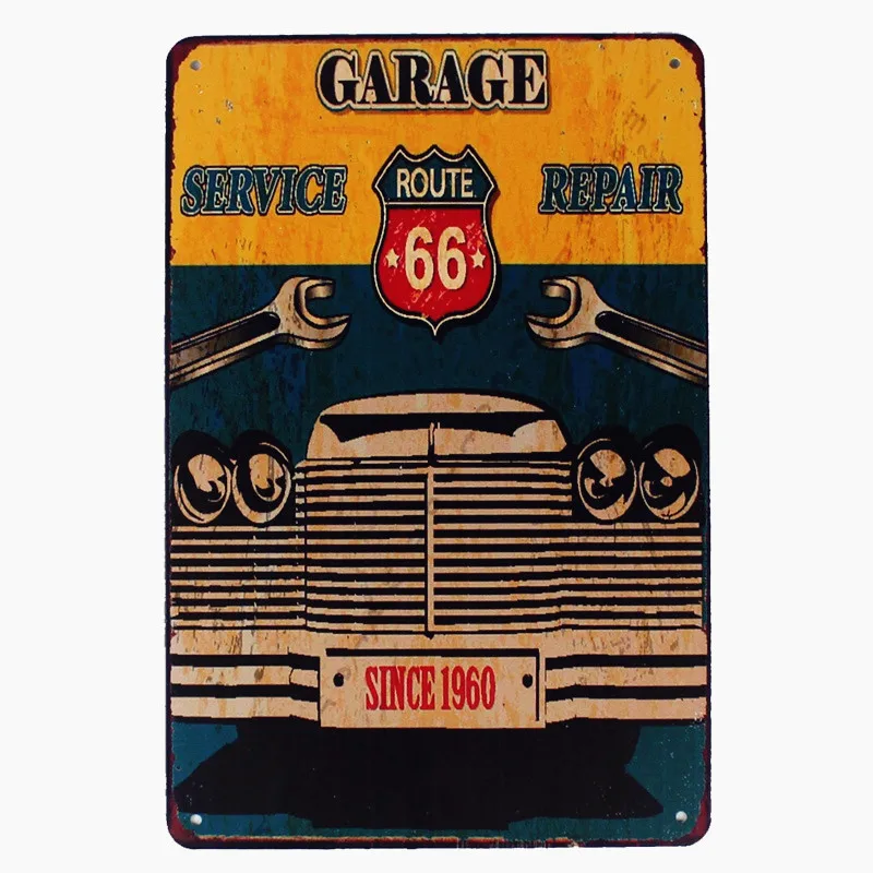 Route 66 Garage Vintage Metal Tin Signs Motorcycle Plaques Bar Pub Club Wall Stickers Garage Home Decor Plates 20*30cm N139