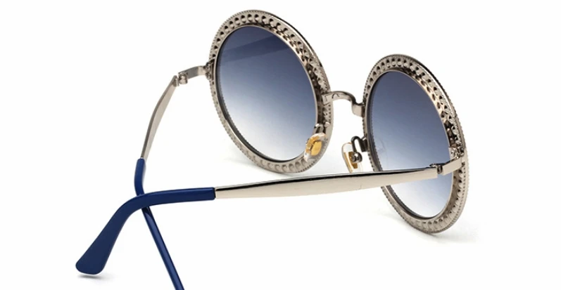 Роскошные женские солнцезащитные очки с бриллиантами, модные круглые солнцезащитные очки с кристаллами UV400, винтажные очки Oculos 47835