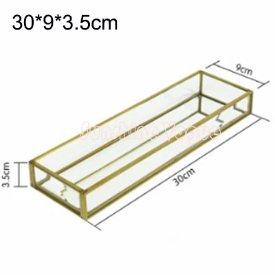 Винтажный латунный стеклянный поднос для торта, зеркальное стекло для парфюма, витрина для конфет, украшение для кексов, коробка для косметики, чехол - Цвет: 3