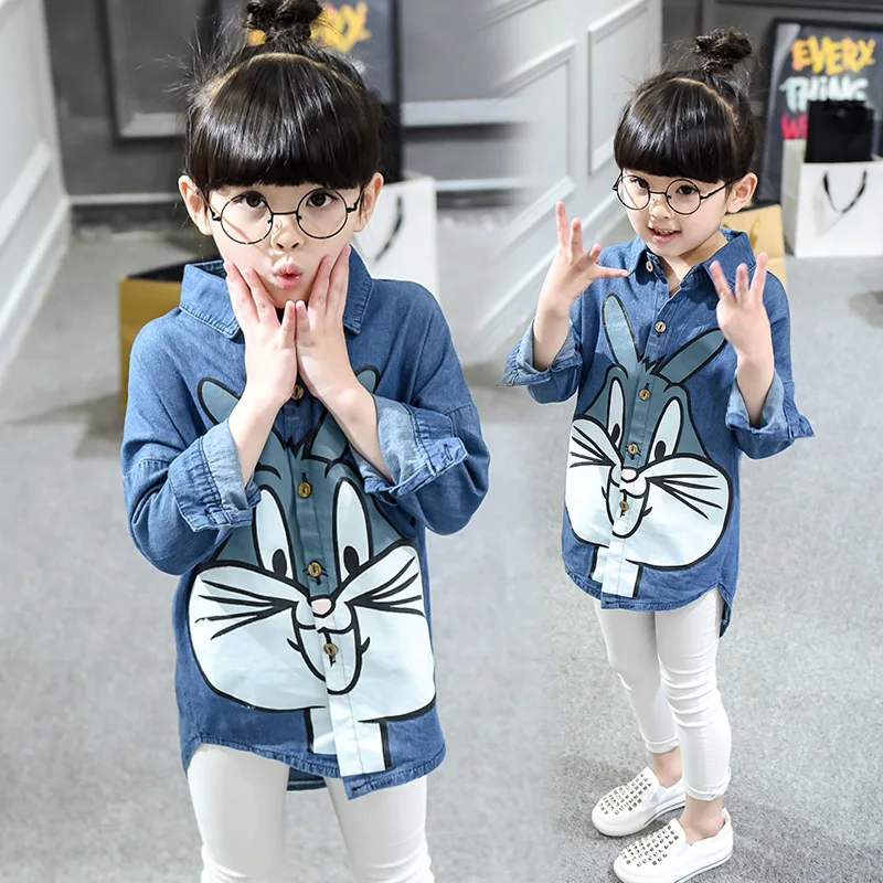 Children's clothing girls denim shirt spring and autumn new children's