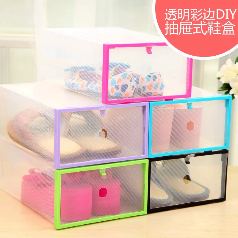 

DIY Thick Plastic Shoe Box Storage box Home Organizer Drawer Stackable Foldable Storage Drawer Racks