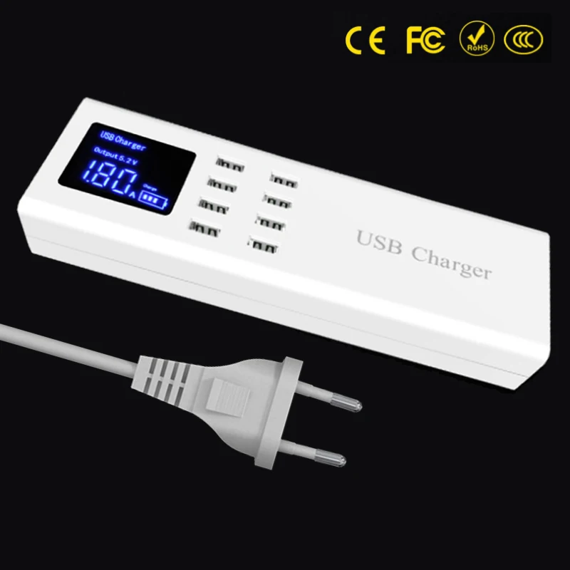Quick Charge Smart USB Charger LED Display Fast Charging 8 USB Power Adapter Desktop Wall Charger For iPhone Samsung Xiaomi Quick Charge Smart USB Charger LED Display Fast Charging 8 USB Power Adapter Desktop Wall Charger For iPhone Samsung Xiaomi
