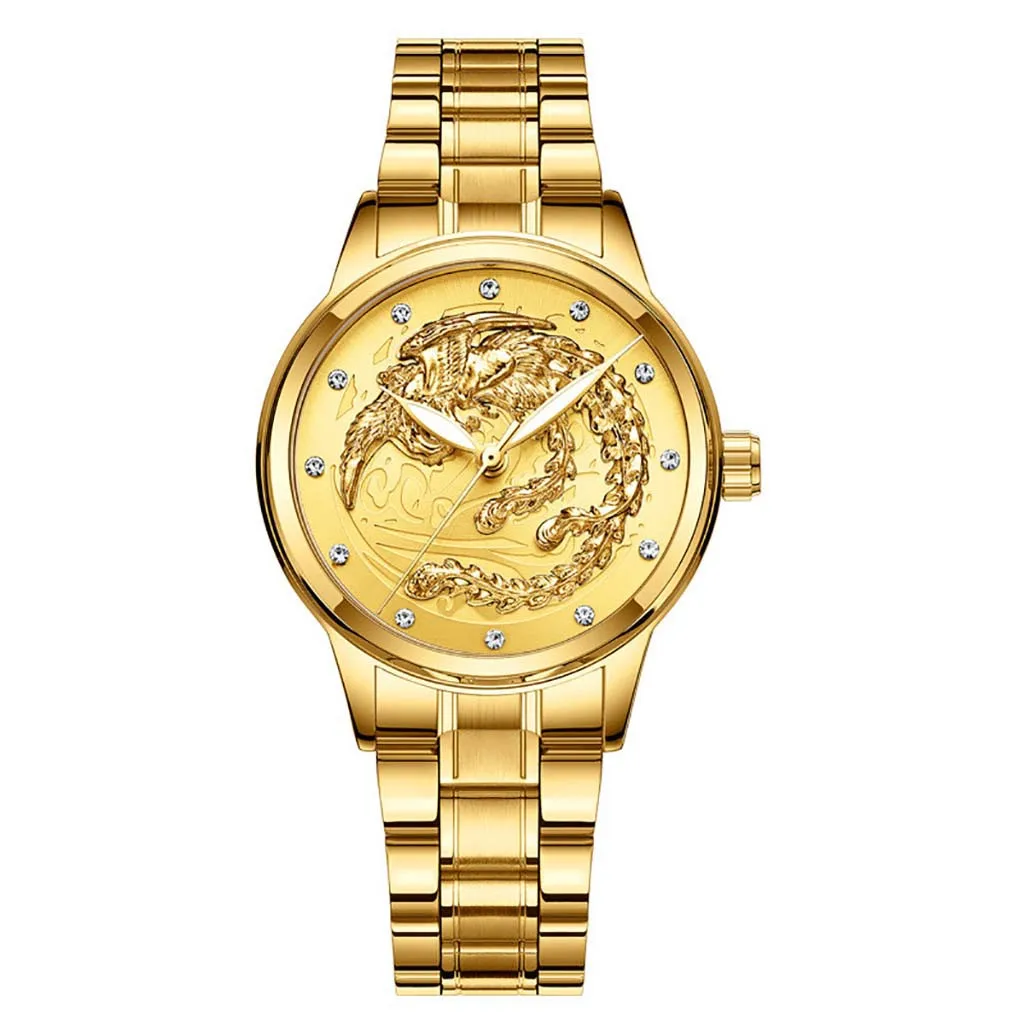 LongFeng, парные настольные светящиеся кварцевые ультра-тонкие часы золотого цвета со стальным ремешком, мужские наручные вечерние часы с украшением, деловые часы g