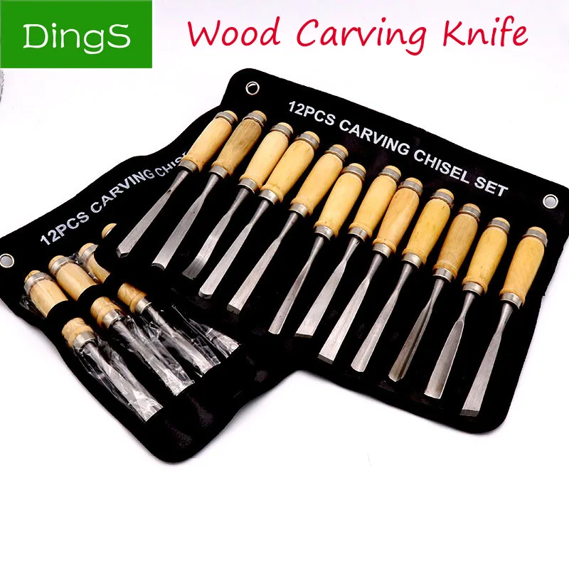 

12pcs DIY Wood Carving Handwoodcut knife Chisel butt/corner/skew/round/Arc machete Woodworking Professional Lathe Gouges Tools