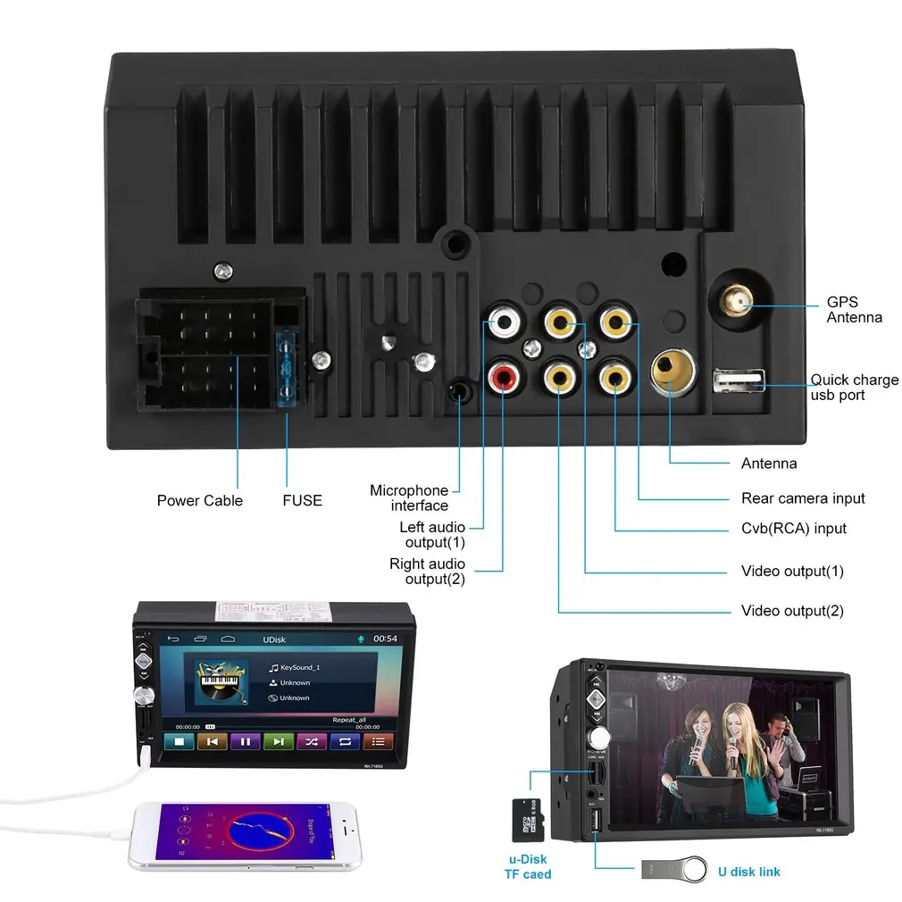 2 Din " автомобильный мультимедийный плеер универсальный Bluetooth Сенсорный экран MP5 плеер авторадио TF USB FM радио Автомобильный медиаплеер