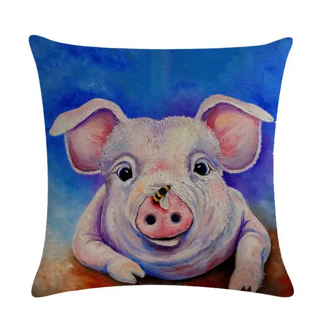pig art design linen//cotton throw pillow covers couch cushion cover home