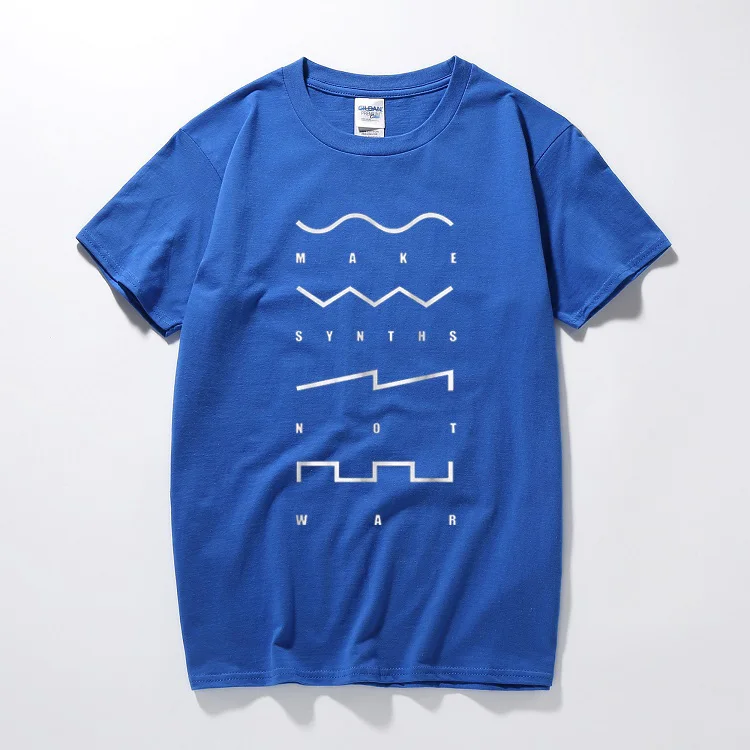  Make Synths Not War T Shirt Club Party Disco Roland Analogue Moog Keyboard Juno new fashion streetw