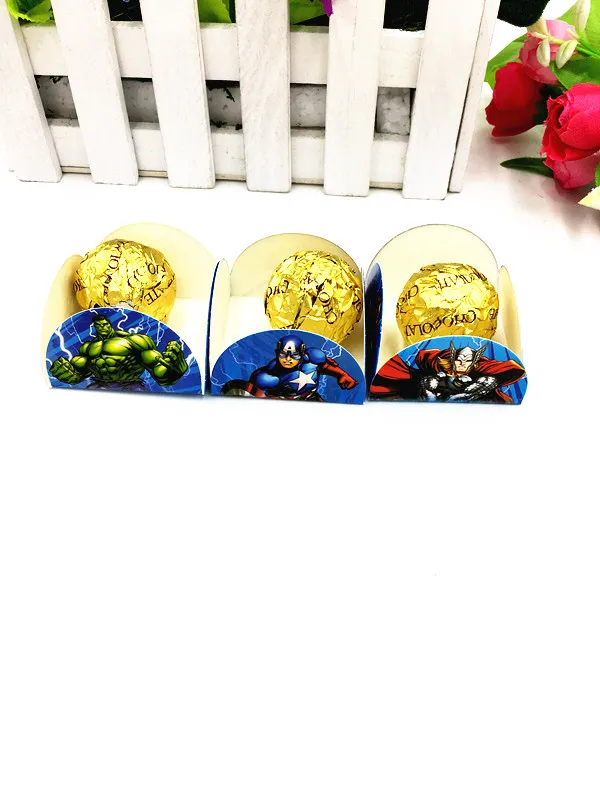

50pcs/lot avengers birthday party decoration kids party supplies avengers cake wrappers chocolate box orminhas para doces