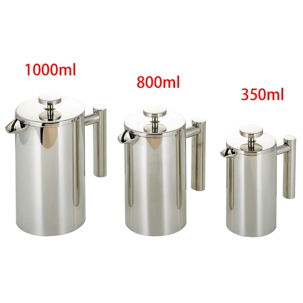 350ml/800ml/1000ml Stainless Steel French Press Coffee Maker Double-layer Coffee Pot French Presses Filter Coffeeware 350ml/800ml/1000ml Stainless Steel French Press Coffee Maker Double-layer Coffee Pot French Presses Filter Coffeeware