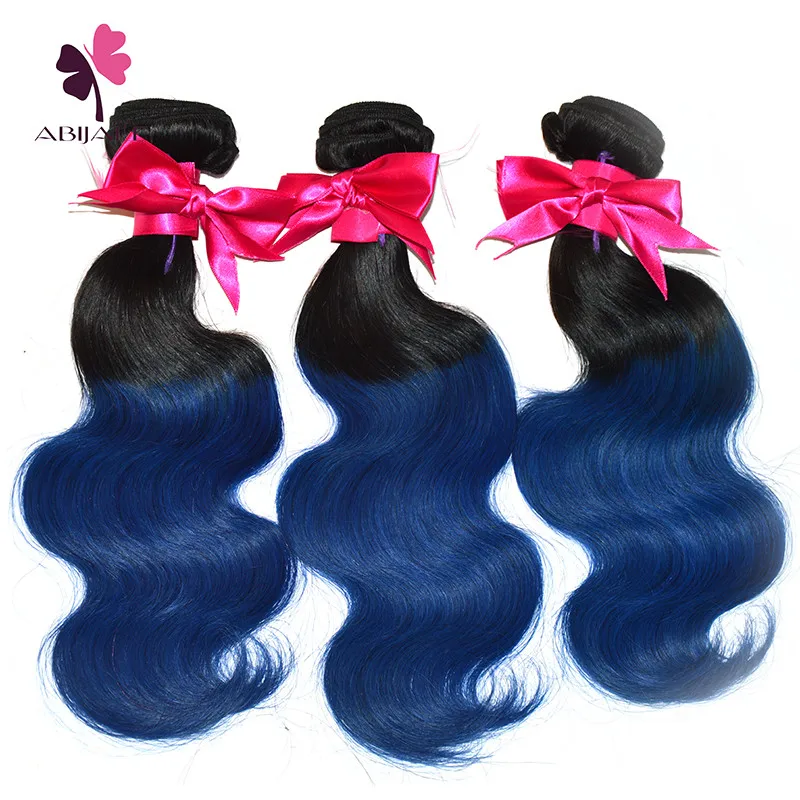 Peacock Color Virgin Hair Body Wave 3pcs Lot Blue Ombre Weave 10a