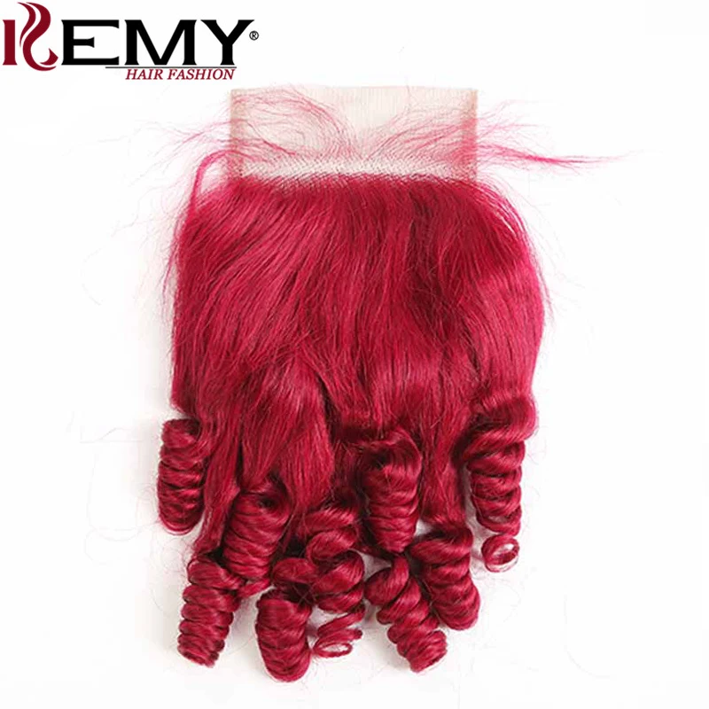 

KEMY HAIR 4*4 Brazilian Funmi Curly Human Hair Lace Closure 8-20 Inch Free/Middle/Three Part Swiss Lace Closure Free Shipping