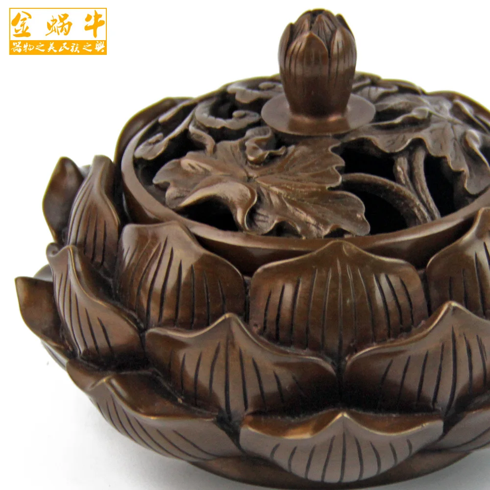 

Gold snail big lotus incense burner copper buddhism supplies copper furnace feng shui decoration incense coil