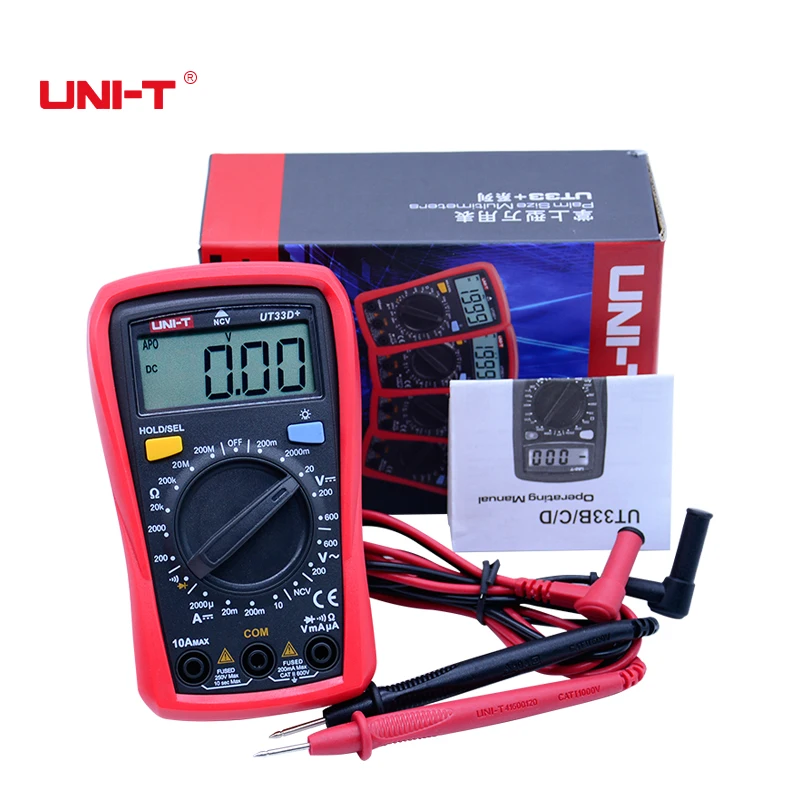 Digital Multimeter UT33A+/B+/C+/D+ Max voltage 600V Non-contact temperature tester with LCD backlight display - Color: UT33D