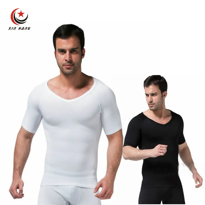 Высококачественные мужские Шейперы с v-образным вырезом, костюмы для плавания с коротким рукавом, тонкие спортивные футболки, эластичные облегающие компрессионные футболки