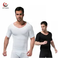 Высококачественные мужские Шейперы с v-образным вырезом, костюмы для плавания с коротким рукавом, тонкие спортивные футболки, эластичные облегающие компрессионные футболки - изображение