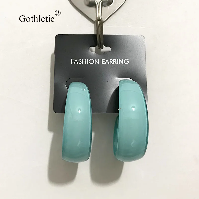 Готические 40 мм акриловые серьги-кольца для женщин весна лето неоновые ювелирные изделия из смолы 6 цветов - Окраска металла: Aqua Earring