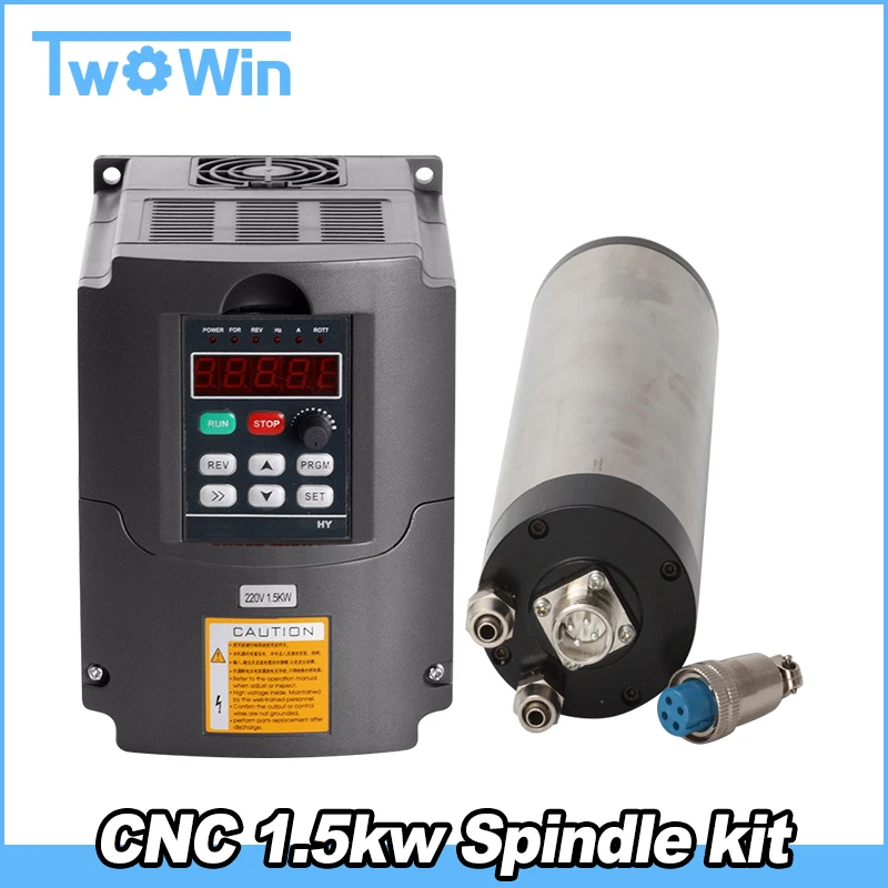 

CNC Router Spindle Motor 1.5kw kit Water Cooled Machine Tool ER11 65mm Spindle + 220v/1.5kw Inverter Variable Frequency Drive