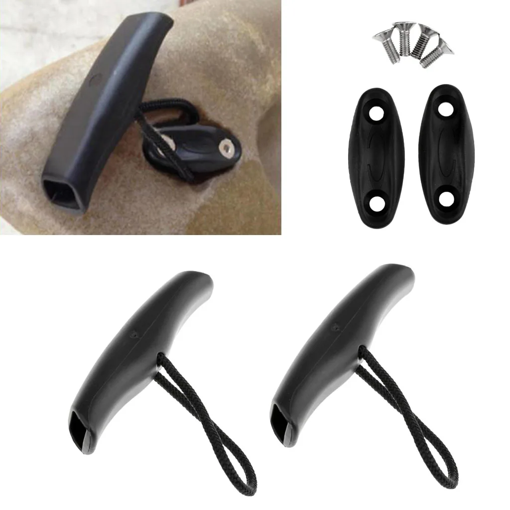 2Pcs Canoe Kayak Boat Toggle Carry Grip Handle Replacement with Cord Rope Screws Kayak Carry Boat Accessories Kit