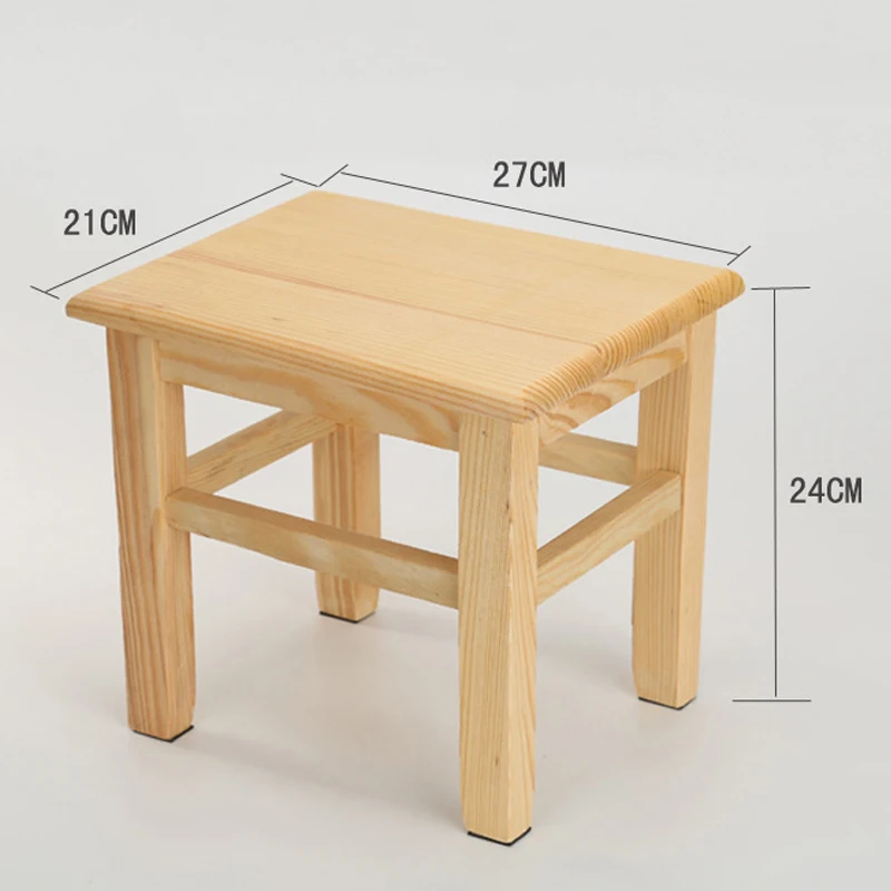 Pine Solid Wooden Square Stool Retro Furniture Home Living Room