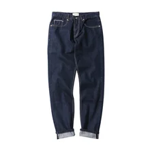 Прямые хлопковые джинсы, мужские хип-хоп джинсовые штаны, Мужская Уличная одежда на осень и зиму, мужские брюки