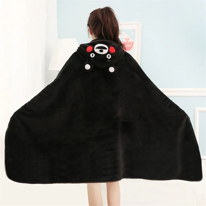 Переносное меховое одеяло с рисунком Тоторо, Пикачу, Стич, милое покрывало, Коралловое бархатное теплое зимнее одеяло в японском стиле - Цвет: Black bear