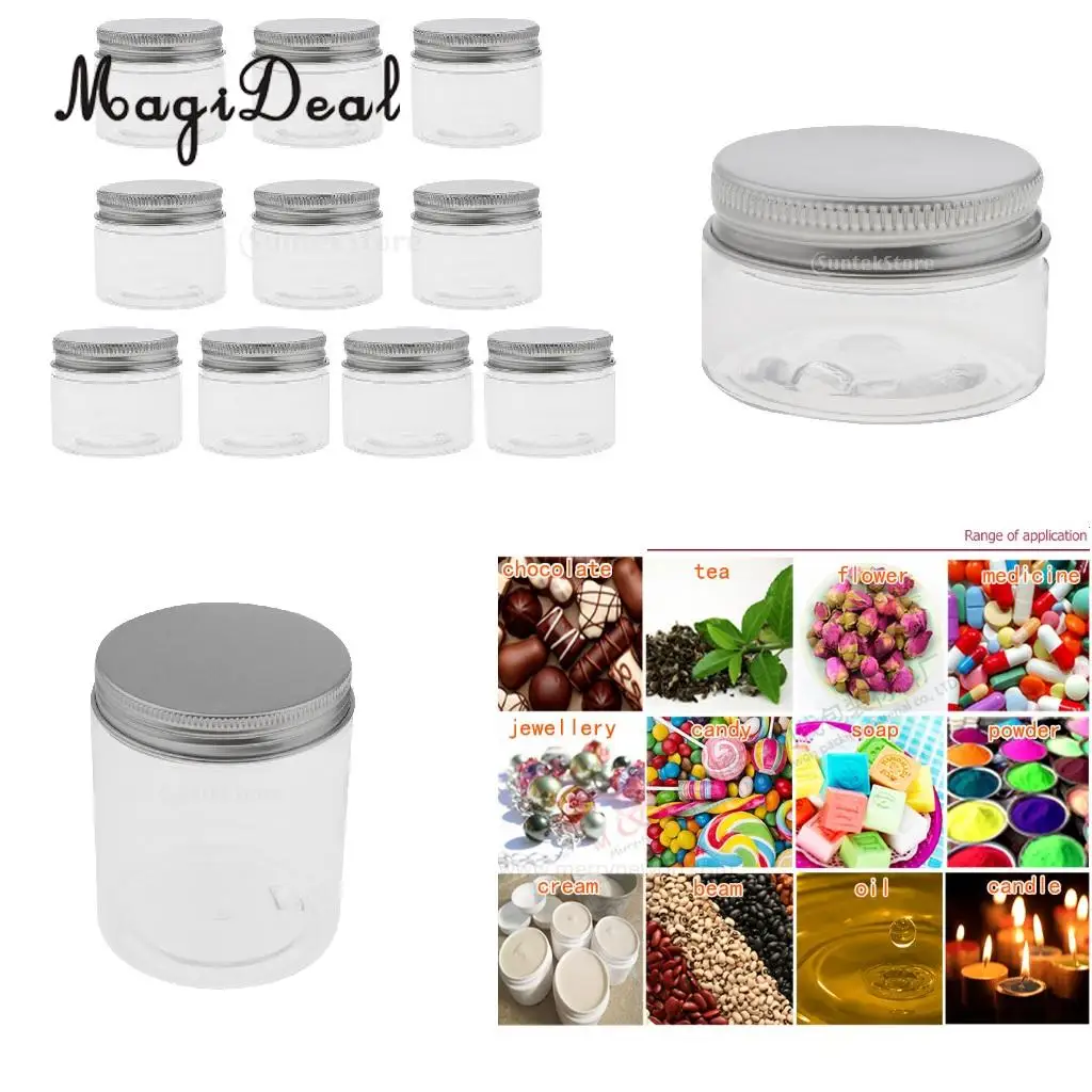 10pcs 30-120ML PET Plastic Empty Cosmetic Container Case with Aluminum Caps Cream Lotion Box Ointments Bottle Makeup Pot Jars
