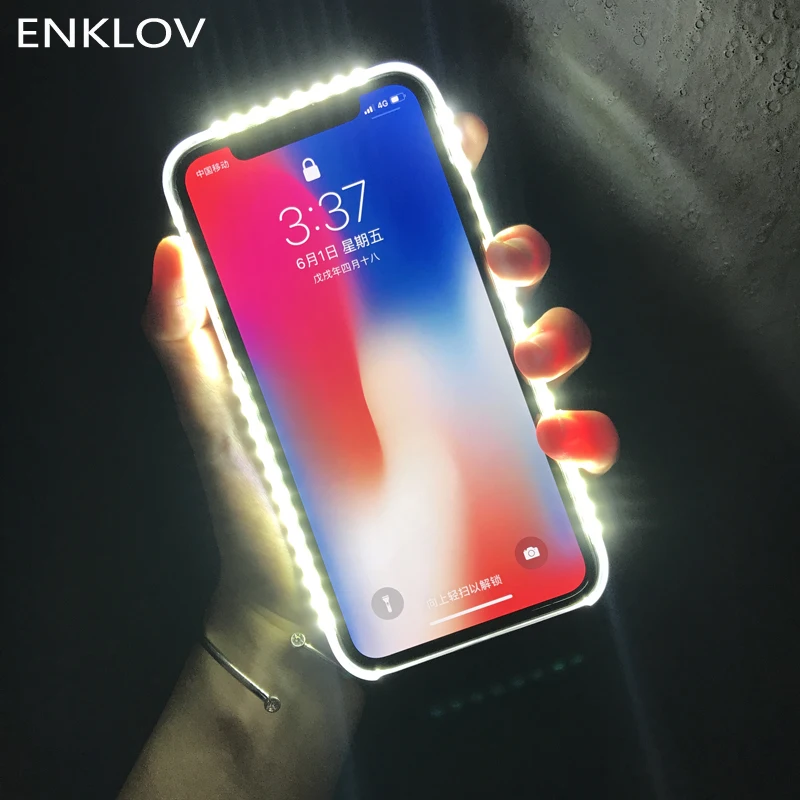 

Light Glow Phone Case For iPhone X XR XS MAX Photo Selfie Lights Case For iPhone 6S 6 7 8 Plus Mobile Phone Flashes Cover Case