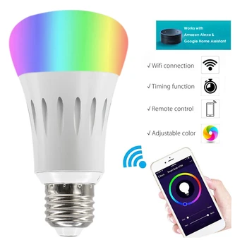 

Light Bulb Multicolor 9W RGB Smart WIFI LED Bulb Dimmable Light Phone Remote Control Compatible with Alexa Google Voice Control