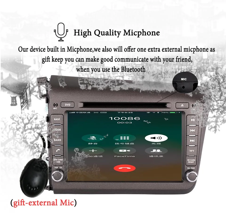 Clearance Android 9.0 4+64G Auto 8" 2Din GPS Car Radio For Honda Civic 2011-2015 DVD Multimedia Player Head Unit Wifi pc dvr rds dab 5