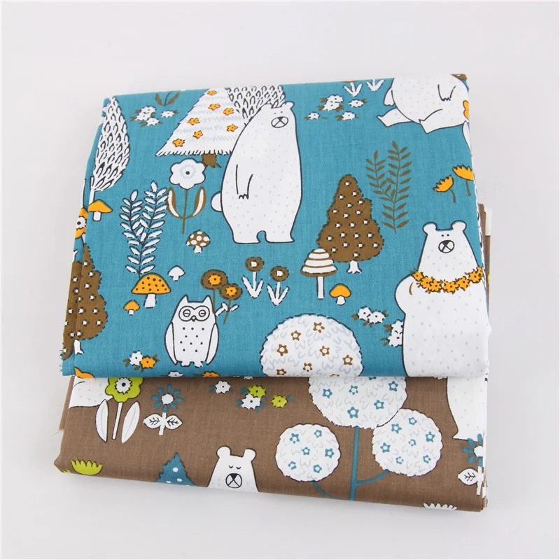 

Bear Print Cotton Twill Fabric Baby Cloth Patchwork Textile DIY Sewing Quilted Fat Dormitory Sheet Thin Cotton Fabric Material