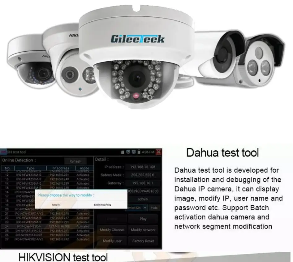IPC1800ADH plus cctv tester monitor 8MP TVI CVI CVBS 4K H.265 IP camera tester with New up-date Tes