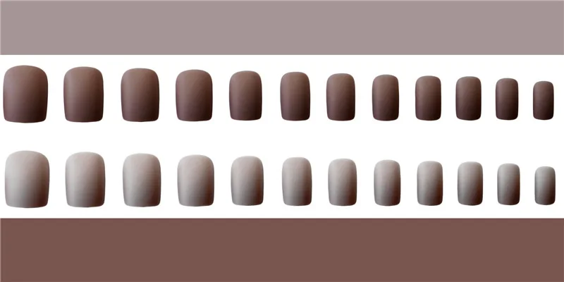 24pcs Fake Nails Mocha Coffee Matte Jump Artificial French Multiple Colors Pointed Bridal False Nails Self-sticking Tips Sticker