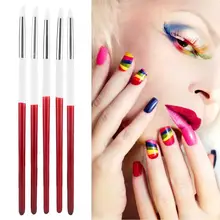 Para Manicure 5 pcs Nail Art Caneta Vermelha Alça Branca Silicone Alívio Escultura Caneta Pontilhando Ferramentas Unhas Manicure Acessórios(China)