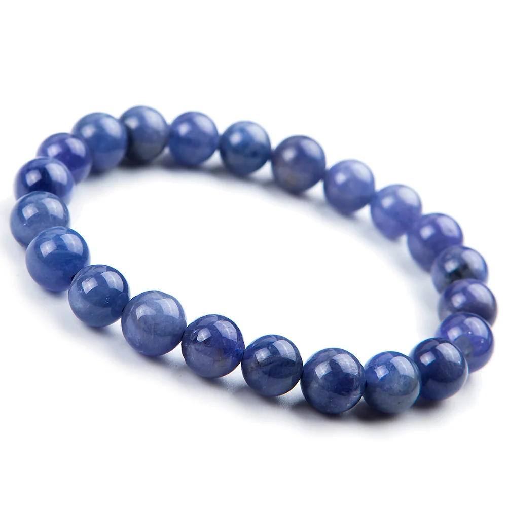 8mm Natural Tanzanite Blue Gemstone Bracelet Round Beads Stretch Woman Beads Femme Man Crystal Birthday GiftAAAAA (2)