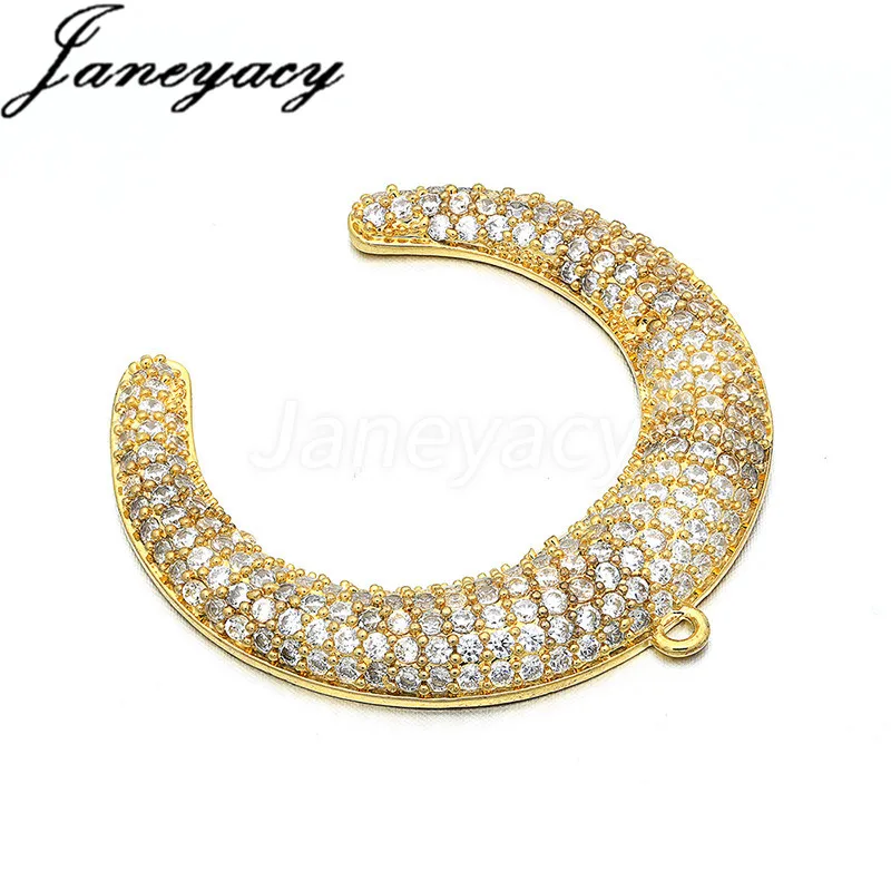 

L37*W19mm Fashion Brass Zircon Evil Horn Pendant Accessories Connector DIY Women Necklace Earrings Pendant Accessories Jewelry